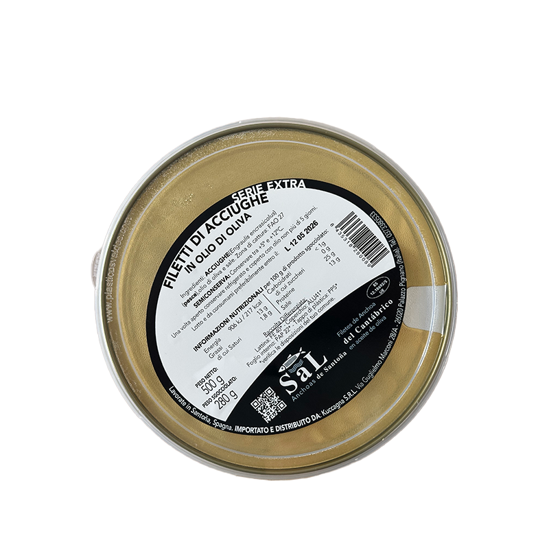 Filetti di acciughe del Cantabrico lavorati a Santoña in olio di oliva 500 g