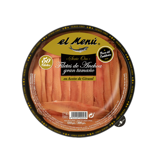 50 filetti di acciughe del Cantabrico in olio di girasole serie oro 550 g