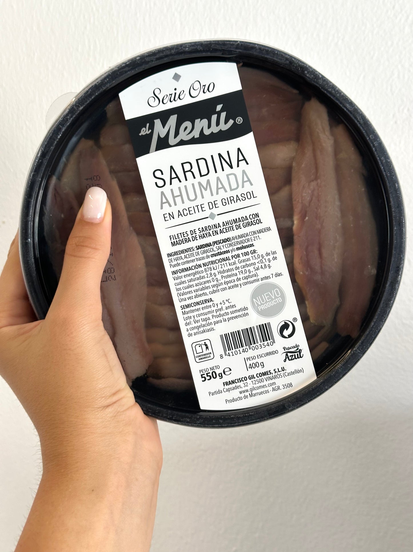 El Menù Filetti di Sardina affumicata con legno di faggio, in olio di girasole 550 g